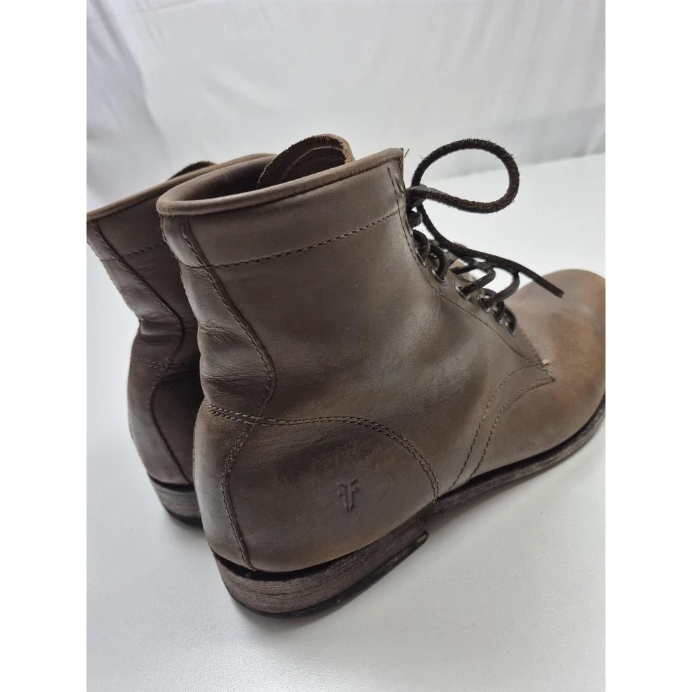 Frye Boots Mens Size 9.5 Brown Leather Lace Up Combat Ankle Casual Boots